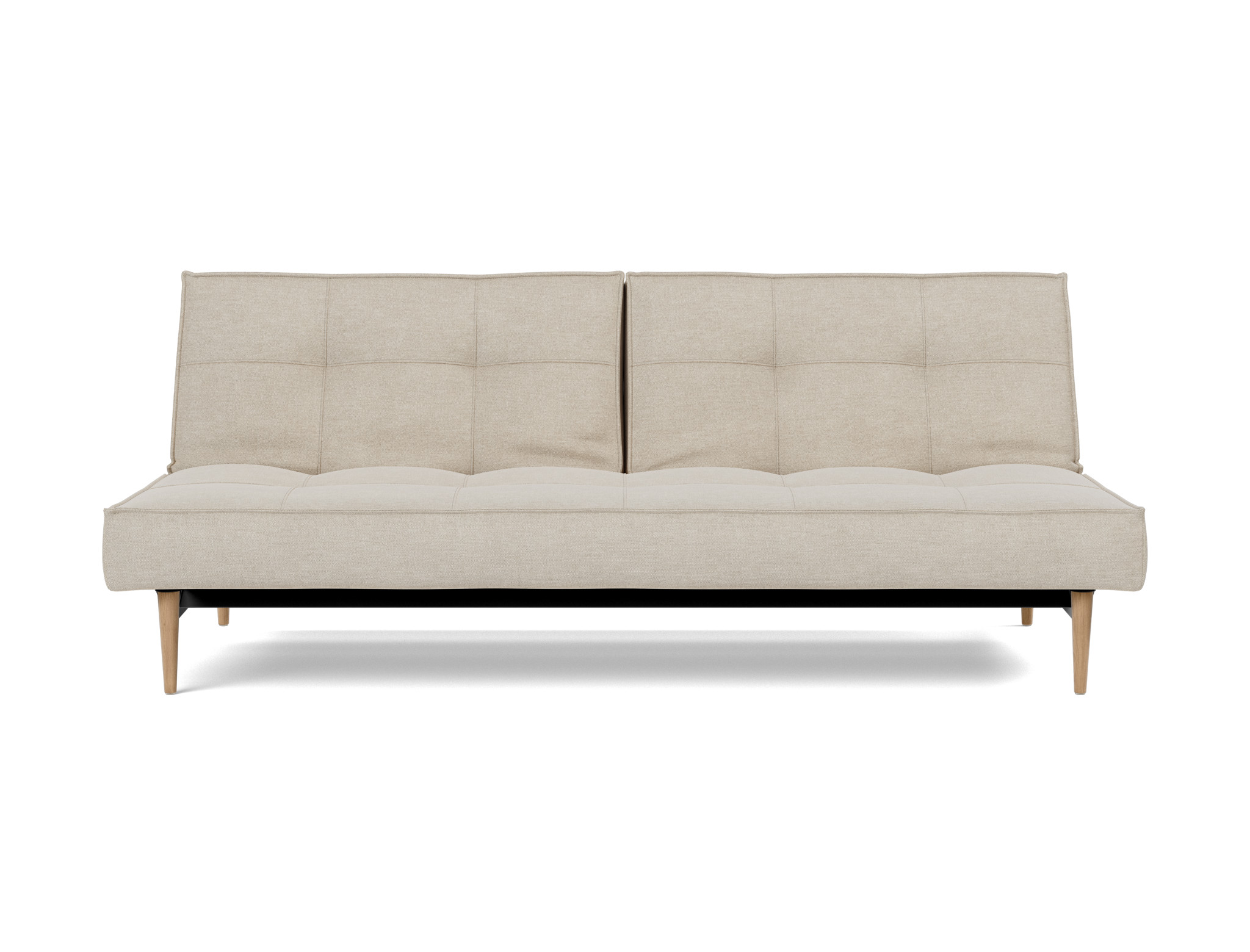Schlafsofa Splitback Flachgewebe Phobos 586-Latte Beine Styletto Eiche hell