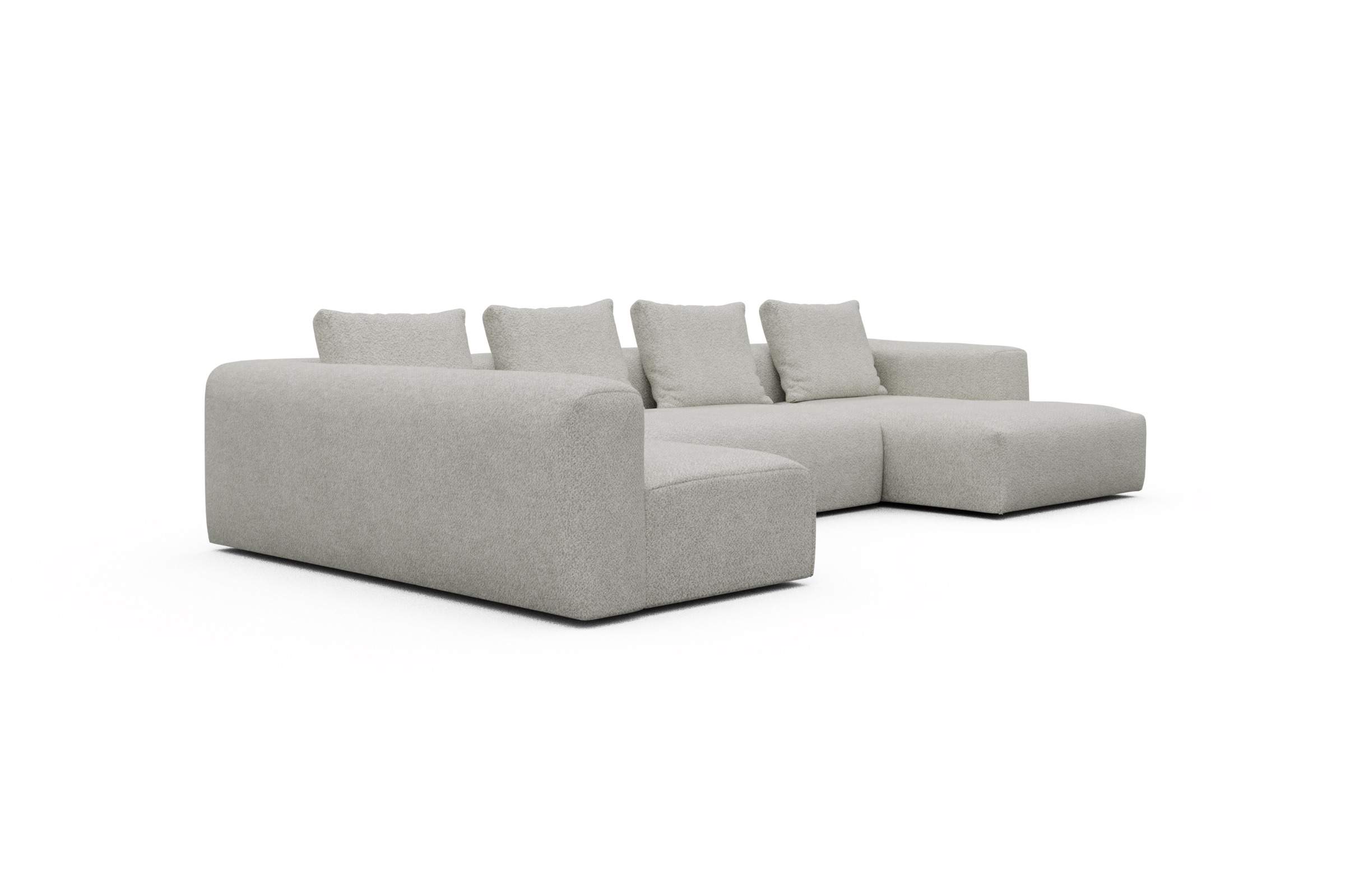 Wohnlandschaft Fred Chaiselongue rechts mit 2-Sitzer und lange Armlehne links Vanora-Warm-Sand