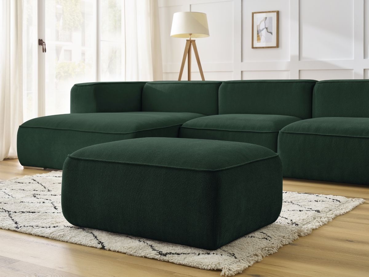 Bobochic Zephyr Ecksofa mit Pouf 349 × 165 cm Strukturstoff Grün Ecke links