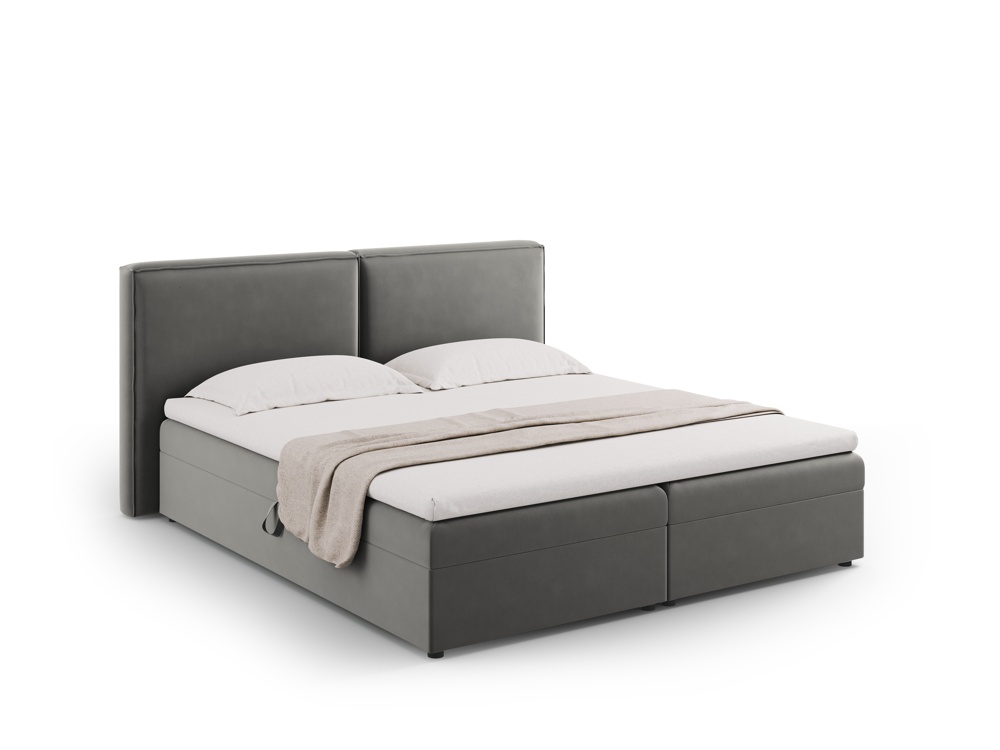 Cosmopolitan Design Boxspringbett Arendal 160x200 Samt Bluvel Hellgrau
