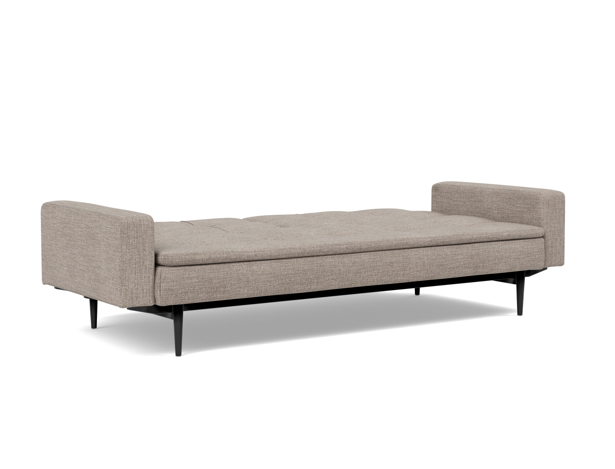 Schlafsofa Dublexo mit Armlehnen Chenille Yuveno 472-Warm-Grey Beine Styletto Eiche schwarz