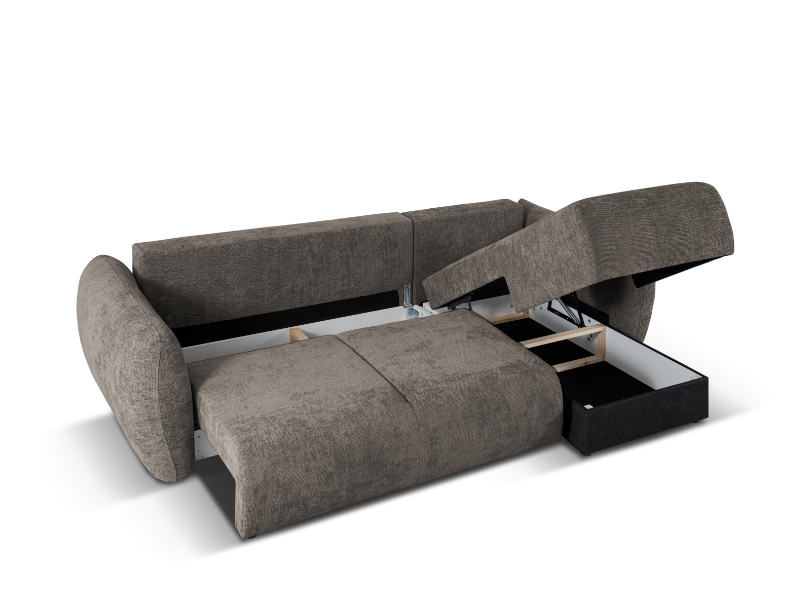 Cosmopolitan Design Ecksofa Matera 4-Sitzer mit Schlaffunktion Chenille Eden Hellgrau Rechts