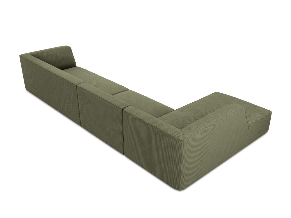 Cosmopolitan Design Ecksofa Siena 5-Sitzer Kord Scala Grün Links