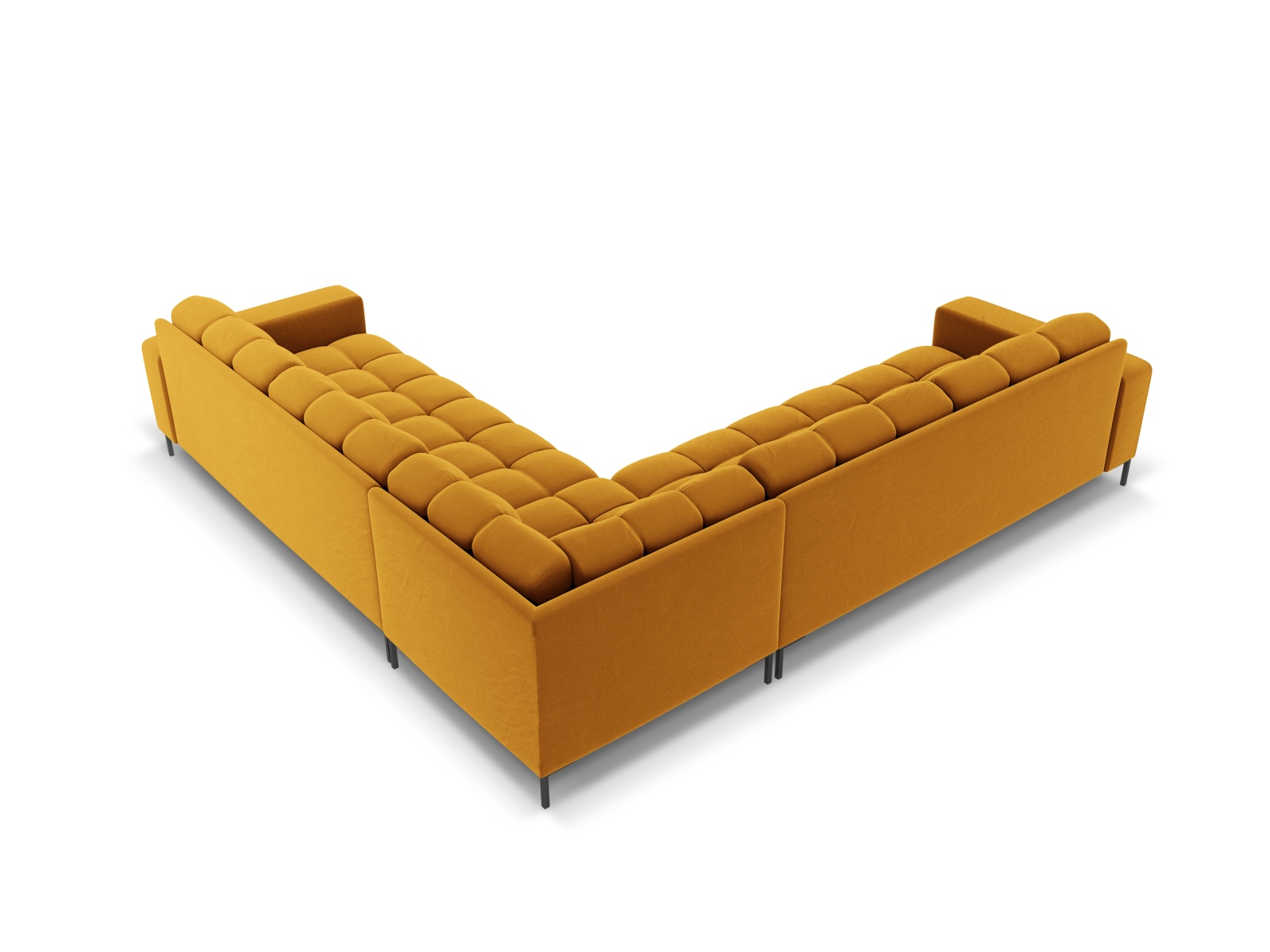 Cosmopolitan Design Symmetrisches Ecksofa Bali 6-Sitzer Samt Bluvel Gelb Beine Schwarzes Metall
