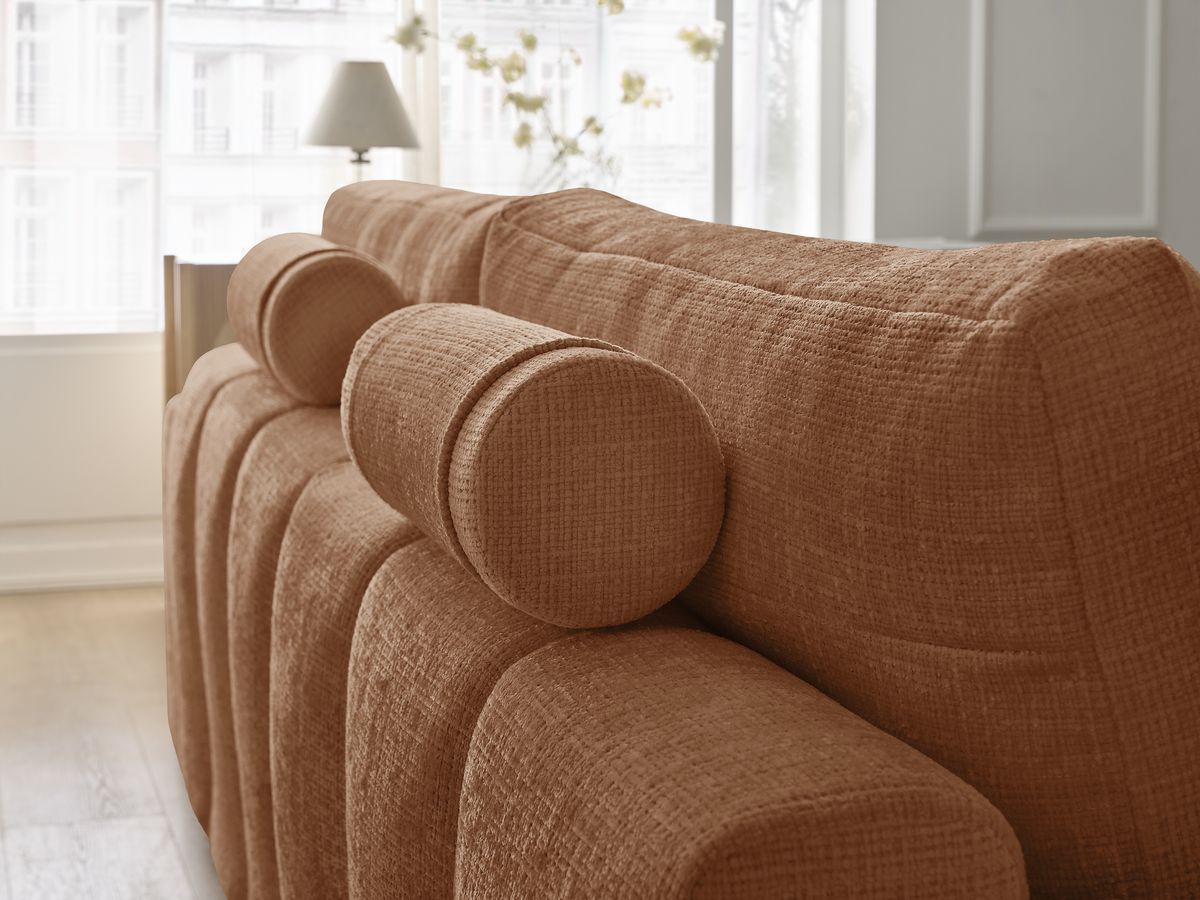 Bobochic Anakin Schlafsofa 3-Sitzer mit Bettkasten, 2 Kissen Strukturstoff Orange