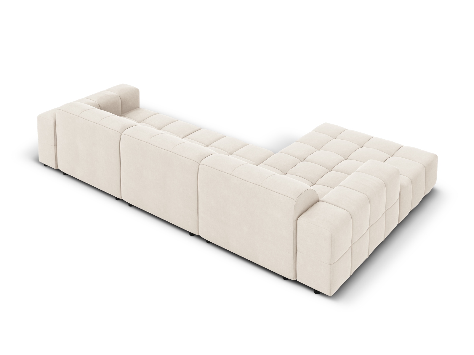 Cosmopolitan Design Ecksofa Chicago 4-Sitzer Samt Bluvel Helles Beige Links