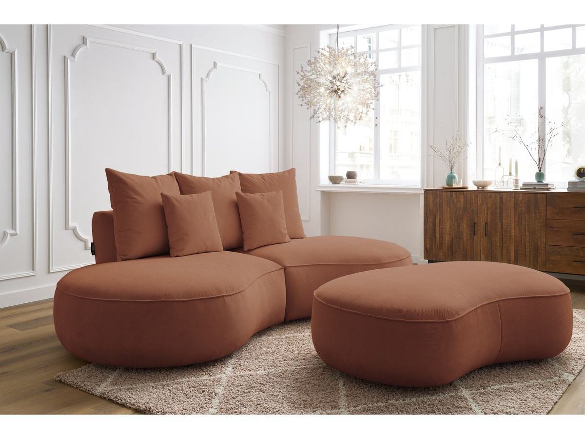 Bobochic Saint-germain Sofa 5-Sitzer mit Pouf Strukturstoff Orange