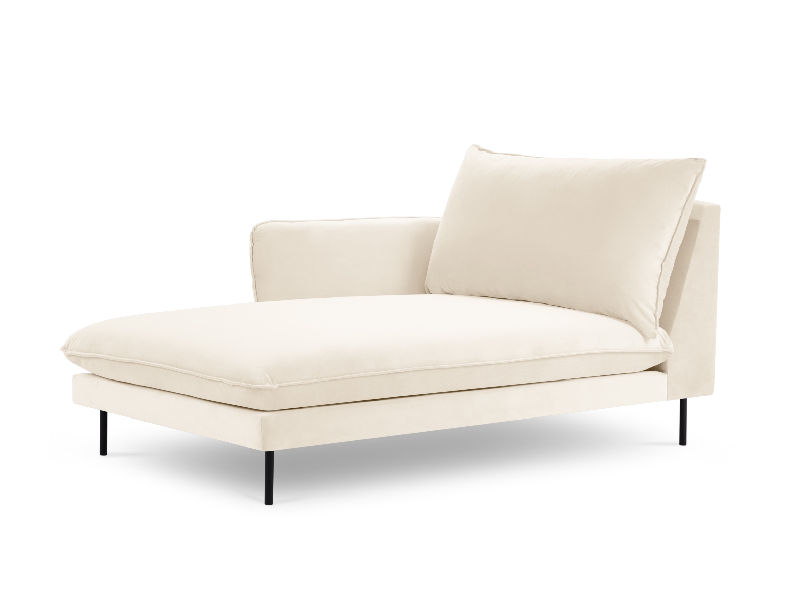 Cosmopolitan Design Chaiselongue Vienna Samt Bluvel Helles Beige Links Beine Schwarzes Metall