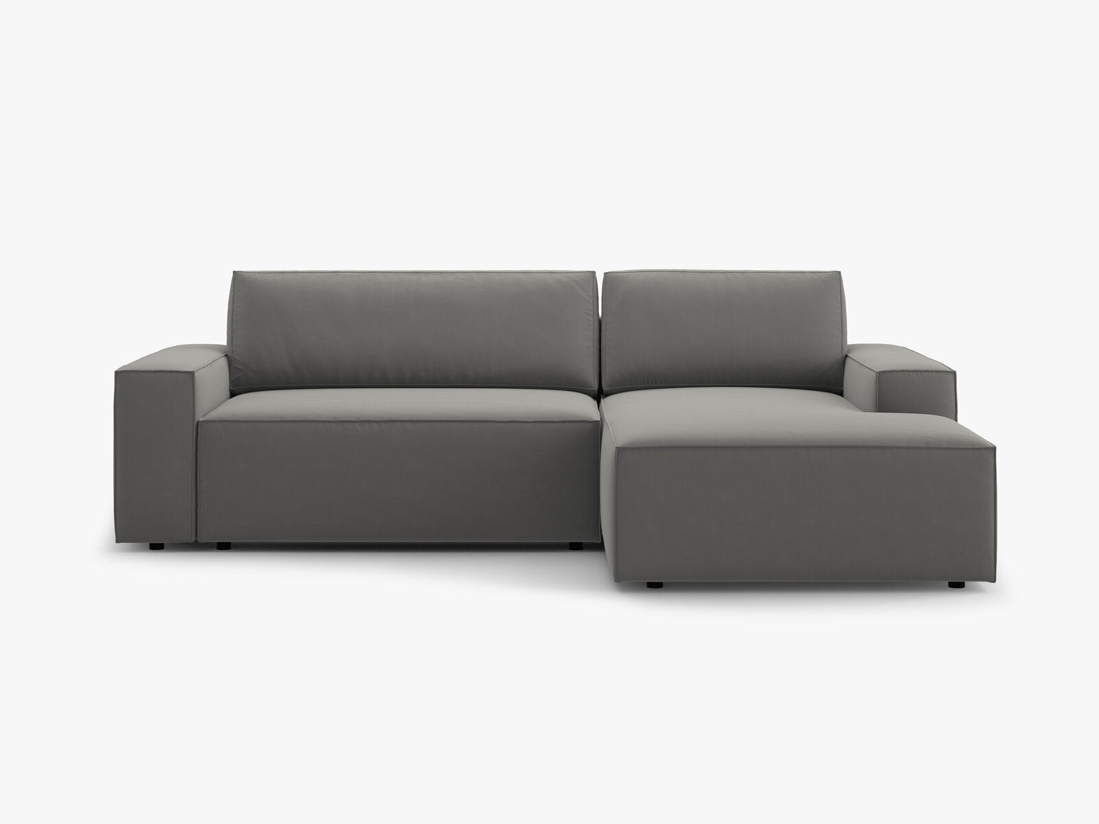 Micadoni Schlaf-Ecksofa Jodie 3-Sitzer Rechts Samt Hellgrau