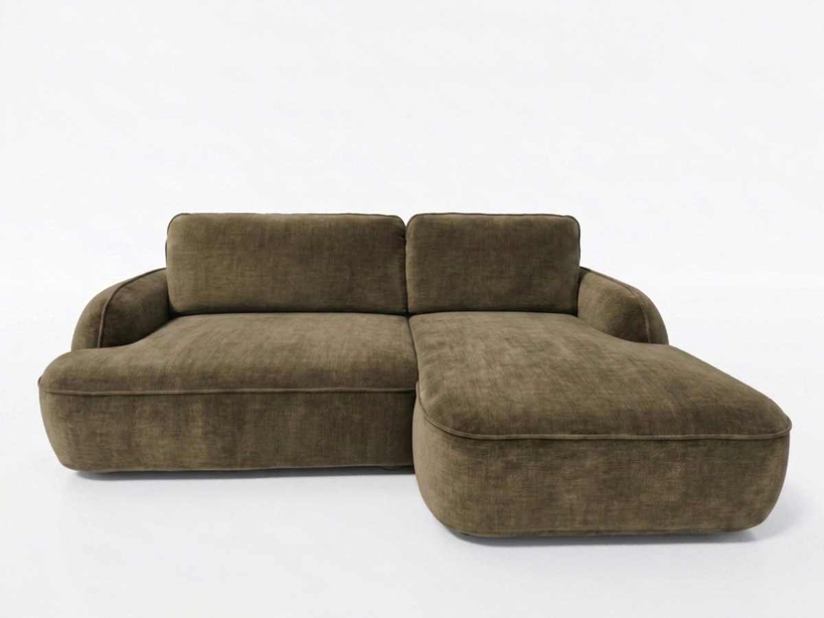 Bobochic Celeste Ecksofa mit Schlaffunktion und Bettkasten Stoff Grün Ecke rechts