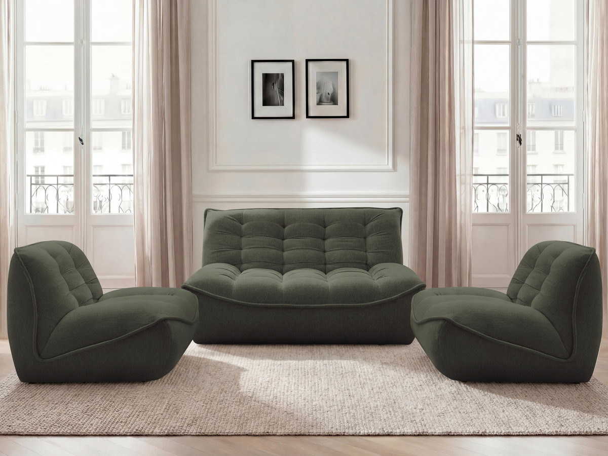 Bobochic Serena Sofa 4-Sitzer Melange-Stoff Grün