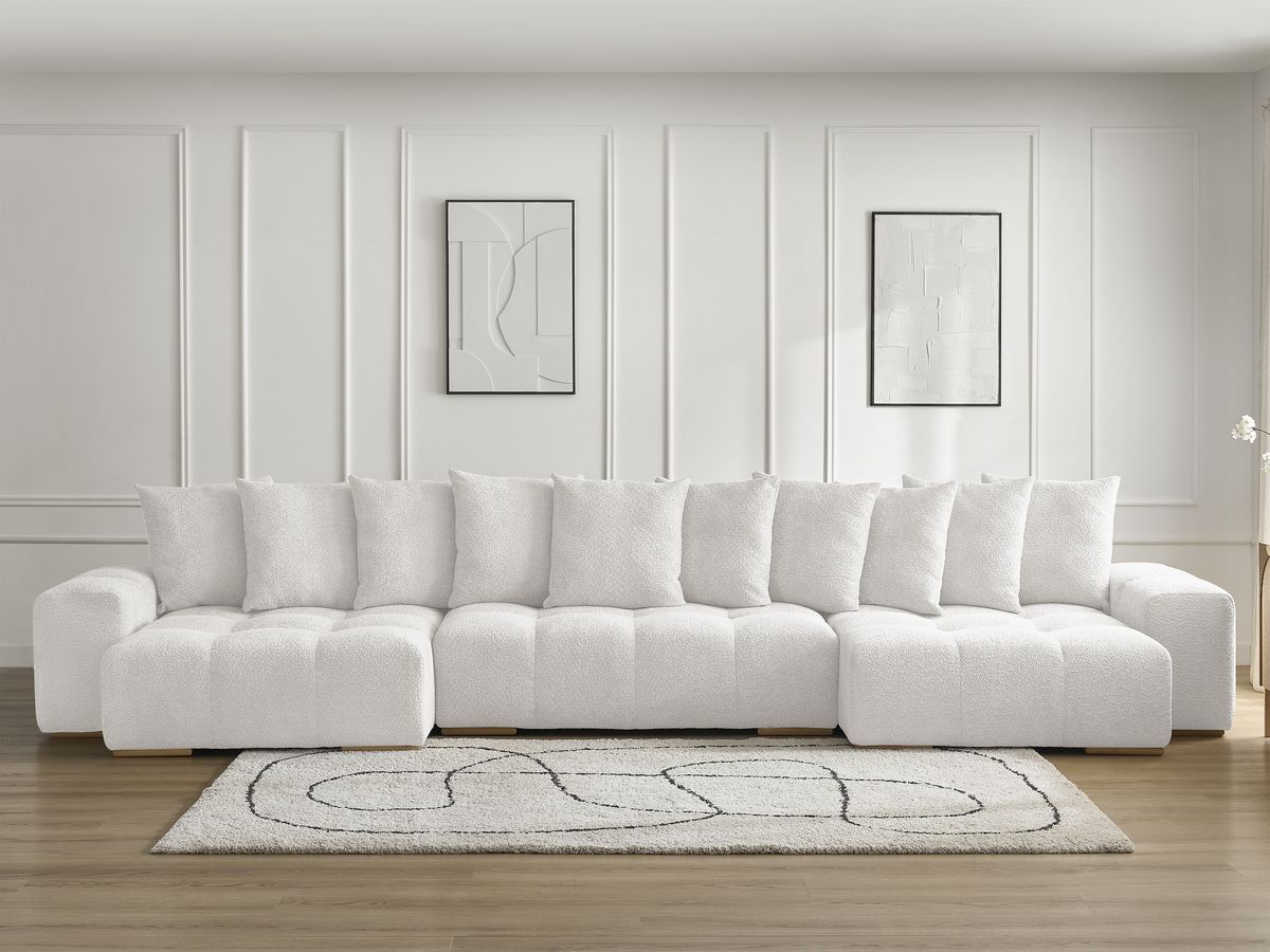 Bobochic Anakin Wohnlandschaft, 10 Kissen Bouclé-Stoff Weiß