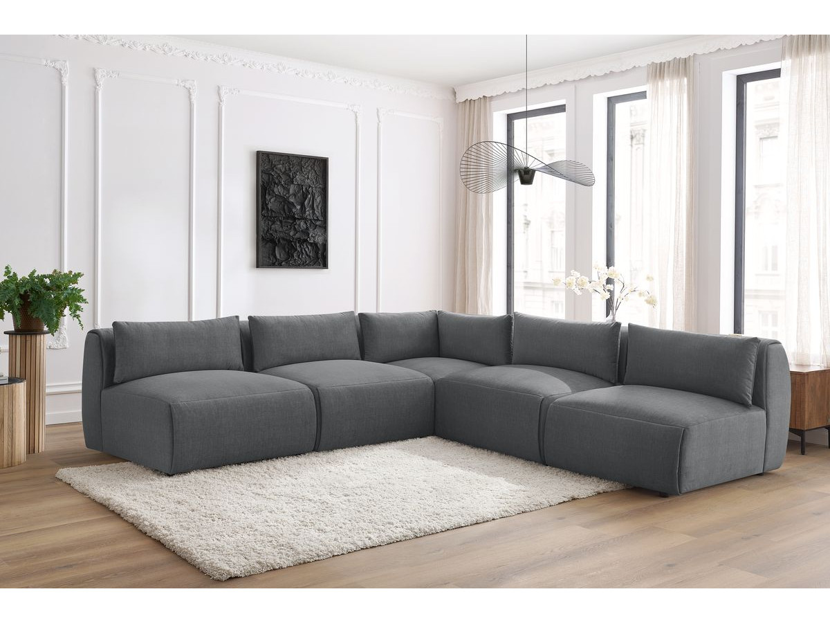 Bobochic Jeanne Ecksofa 299 × 299 cm Samt Dunkelgrau