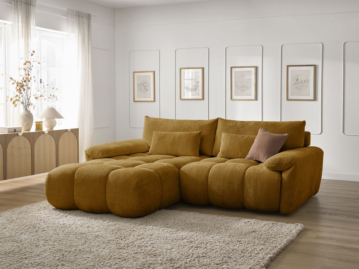 Bobochic Ivane Ecksofa Strukturstoff Gelb Ecke links