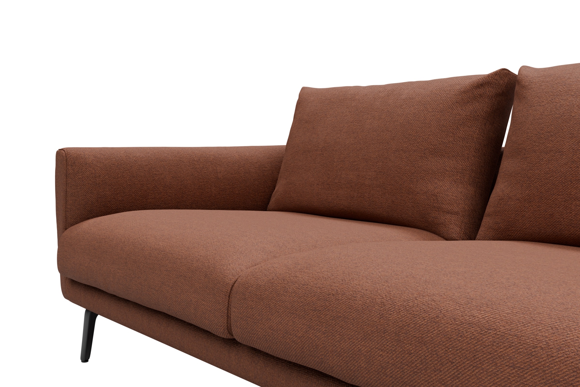 Ecksofa Karl Chaiselongue rechts mit 2,5-Sitzer Weda-Rust