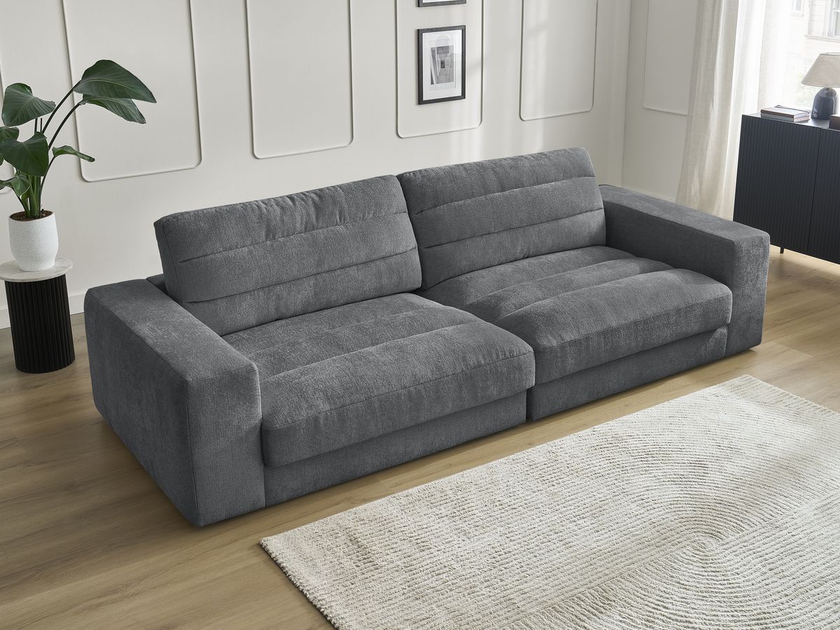 Bobochic Sierra Sofa 3-Sitzer Strukturstoff Dunkelgrau