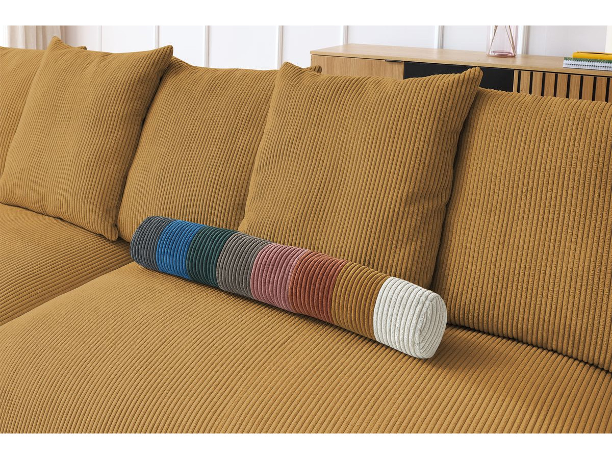 Bobochic Voltaire Ecksofa mit Pouf 322 × 268 cm Cordsamt Gelb Ecke rechts