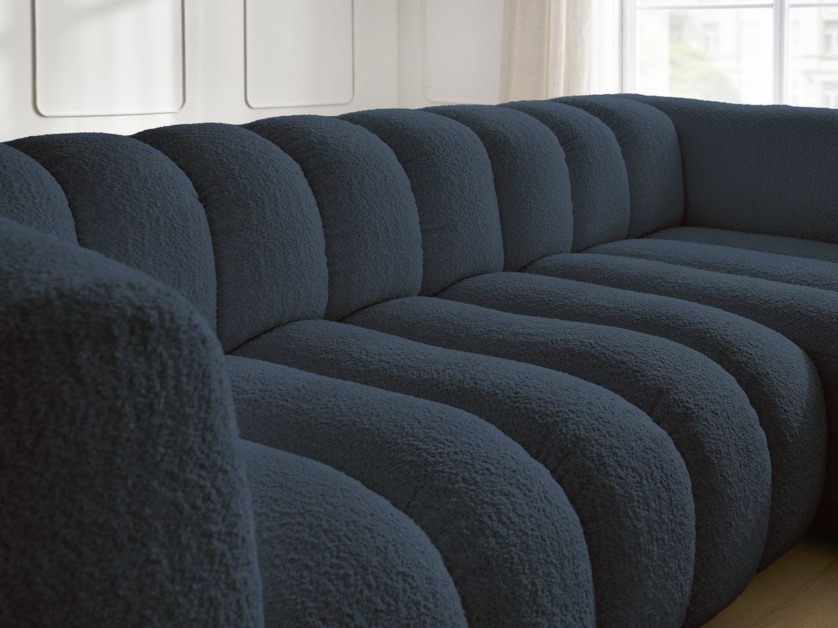 Bobochic Talia Ecksofa Bouclé-Stoff Dunkelblau Ecke rechts