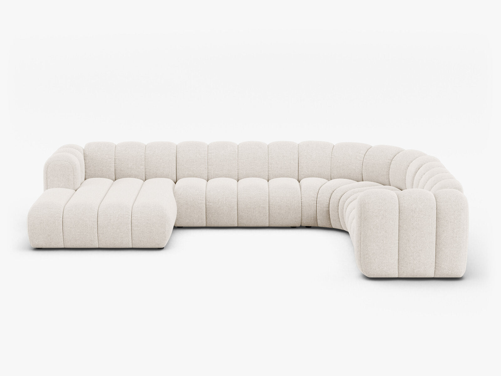 Micadoni Modulares Panorama Ecksofa Lupine 6-Sitzer Rechts Chenille Eden Helles Beige