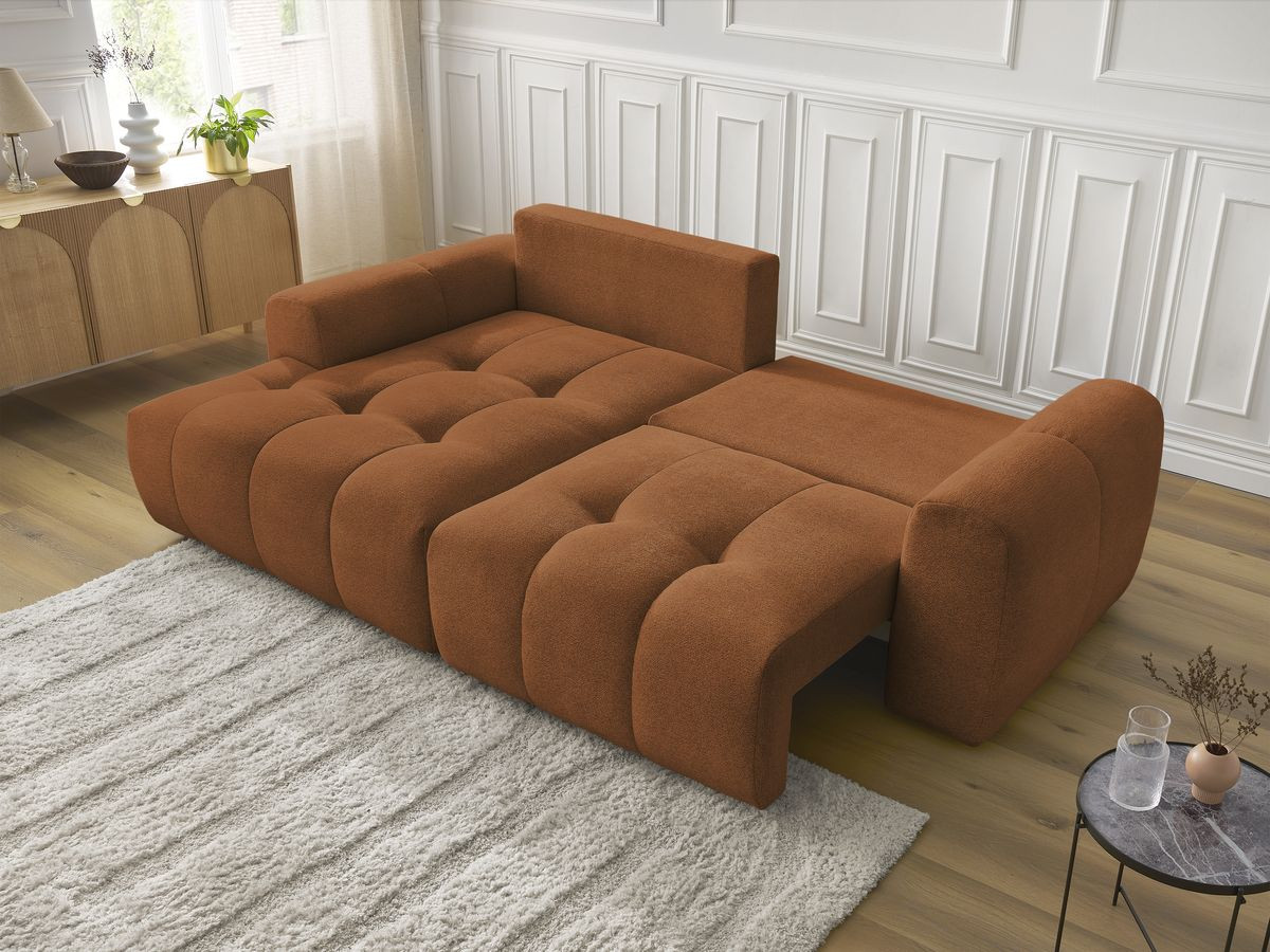 Bobochic Roxelane Ecksofa mit Schlaffunktion und Bettkasten 258 × 150 cm Melange-Stoff Orange Ecke links