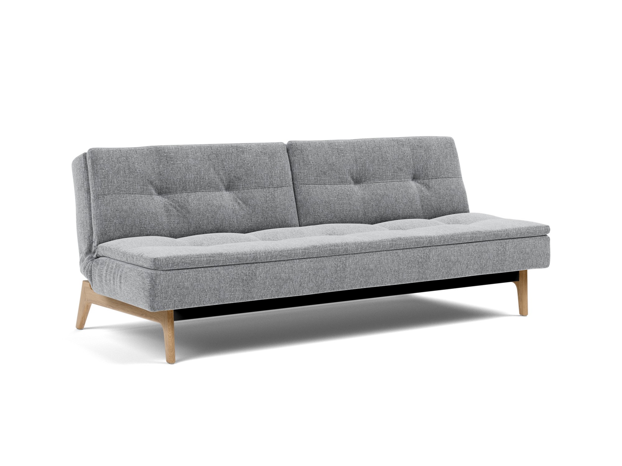 Schlafsofa Dublexo Strukturierter Stoff Twist 565-Granite Beine Eiche