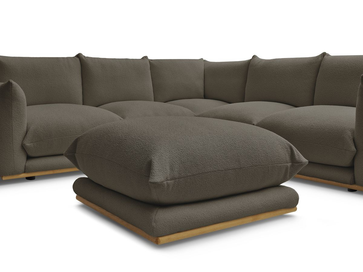 Bobochic Ernest Ecksofa mit Pouf Bouclé-Stoff Braun