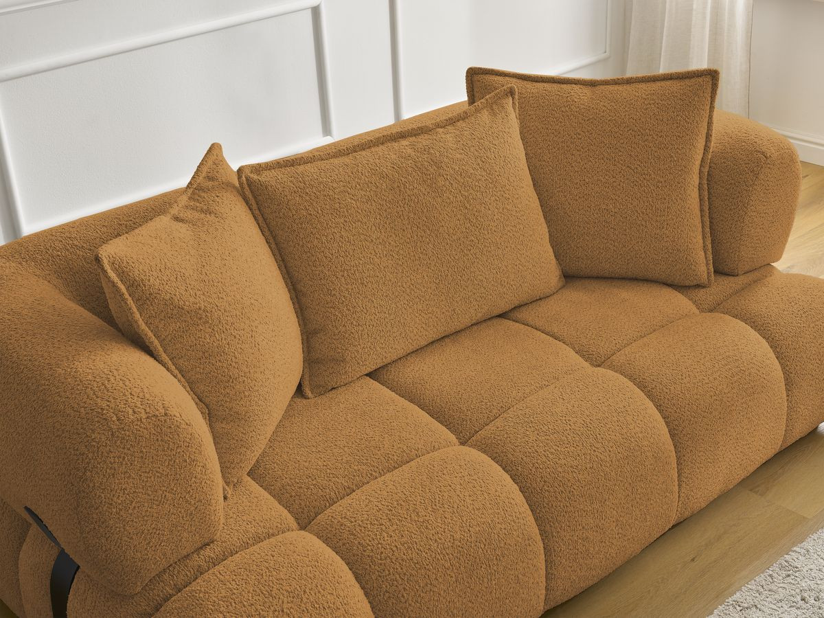 Bobochic Alya Sofa 2-Sitzer mit Pouf Bouclé-Stoff Gelb