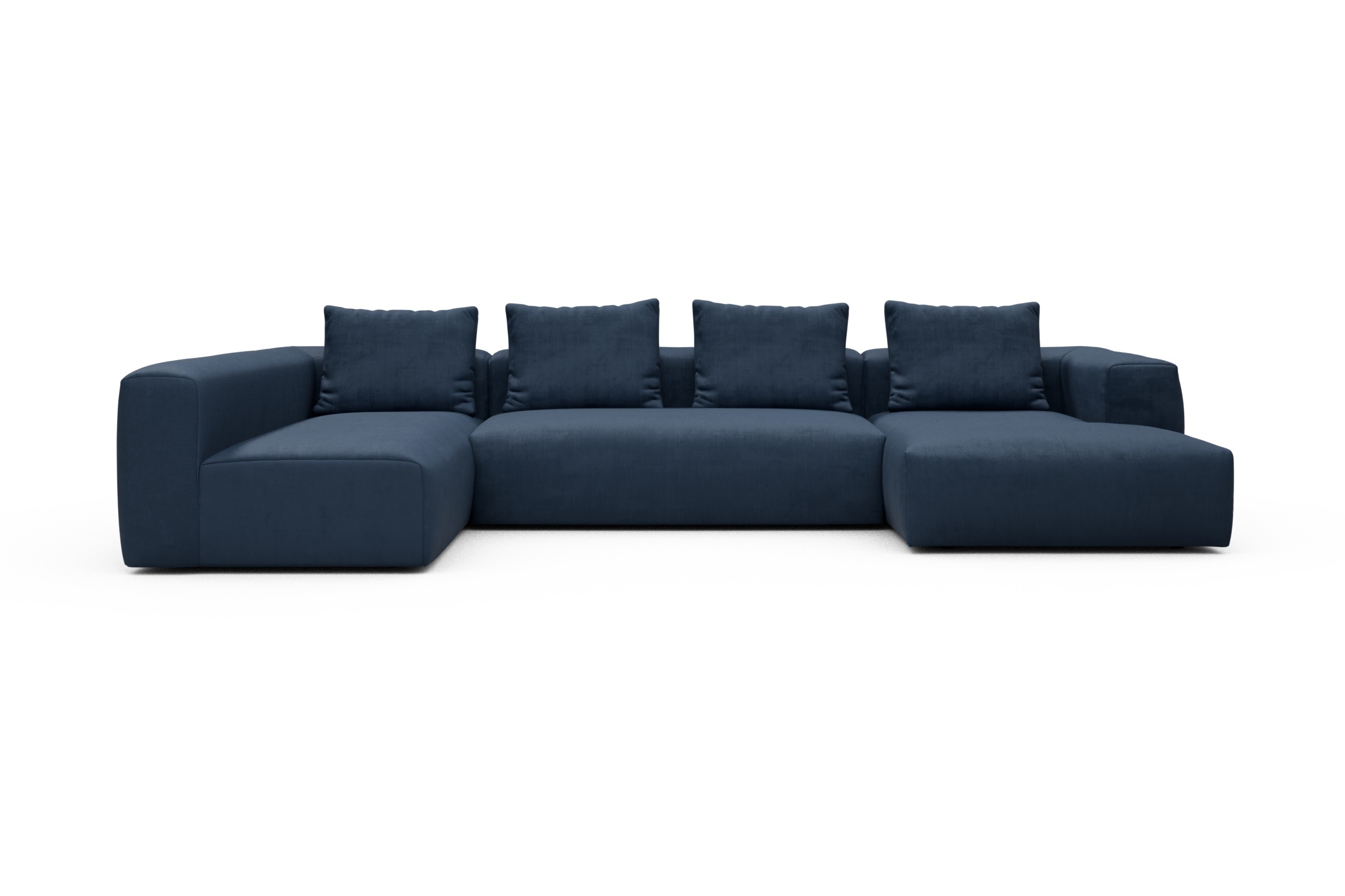 Skandi Home Wohnlandschaft Fred Chaiselongue rechts mit 2-Sitzer und lange Armlehne links Cordufine-Royal-Blue moebelfaktor