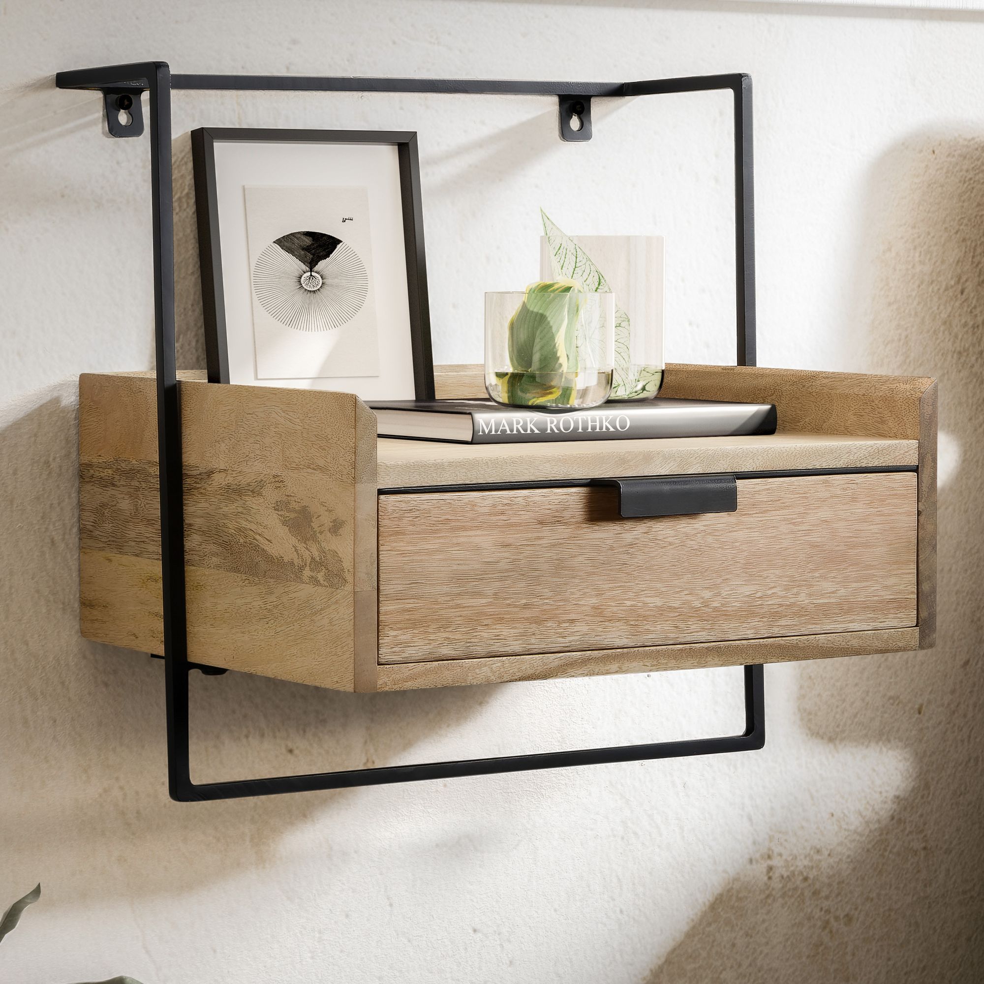 Nachttisch Bjorli Massivholz Beige 44 × 35 × 45 cm