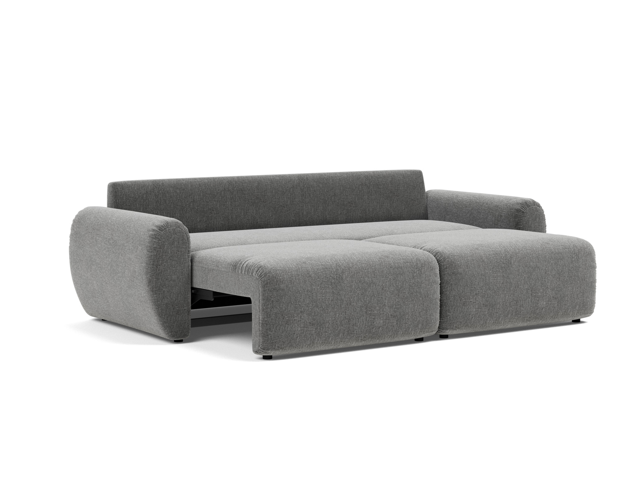 Schlafsofa Norum mit Curve-Armlehnen Strukturierter Stoff Twist 563-Charcoal