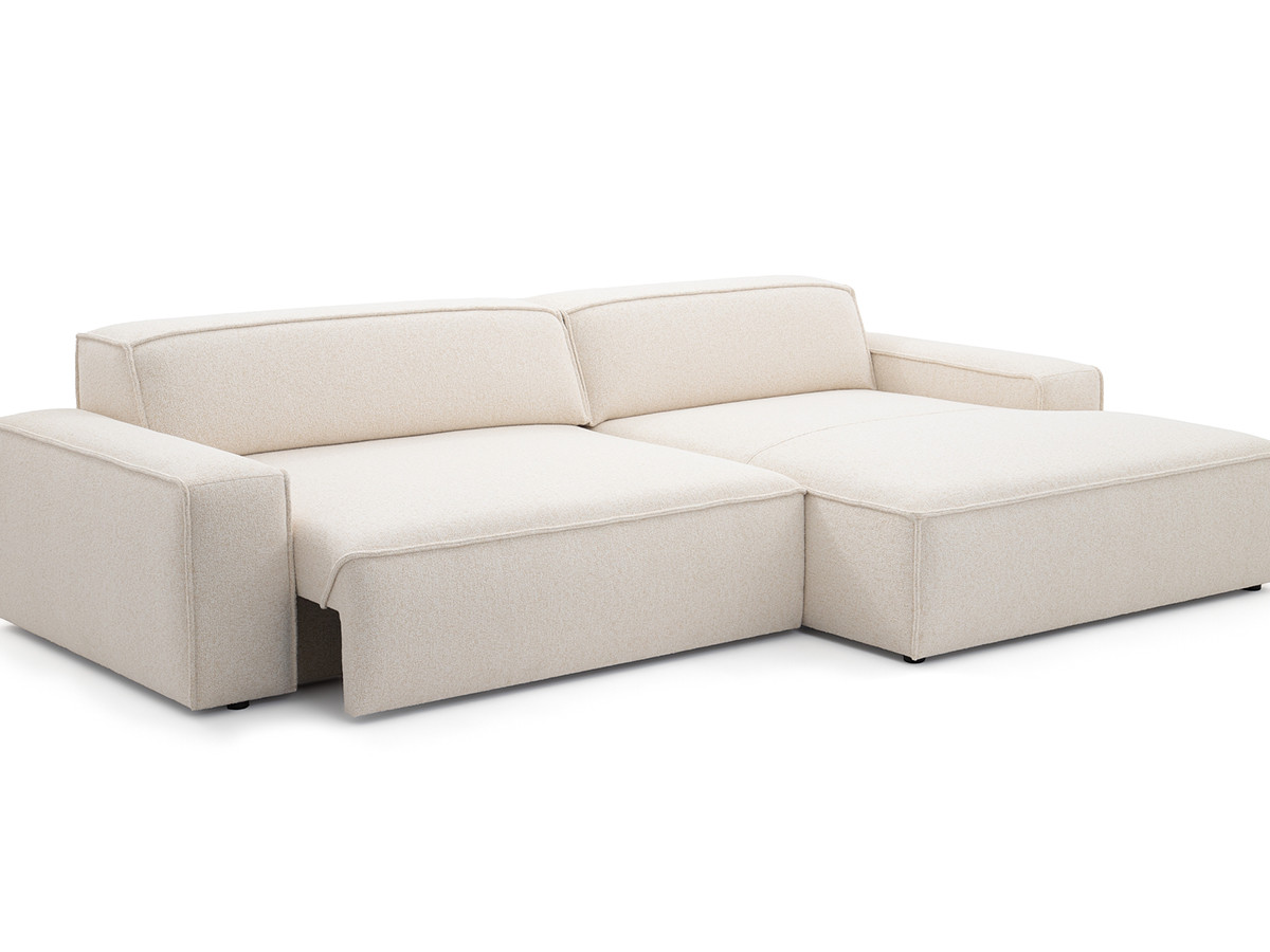 Bobochic Abel Ecksofa mit Schlaffunktion Melange-Stoff Beige Ecke rechts