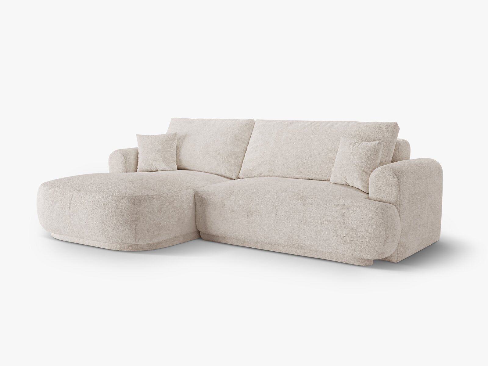 Micadoni Ella Ecksofa mit Bettfunktion und Stauraum Links Boucle CORAL Helles Beige