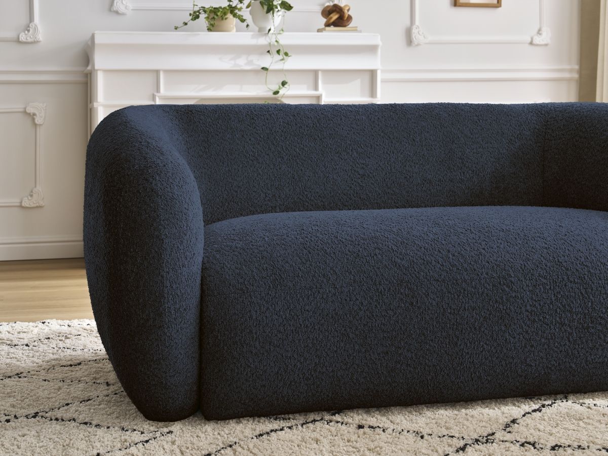 Bobochic Celine Sofa 2-Sitzer Bouclé-Stoff Dunkelblau