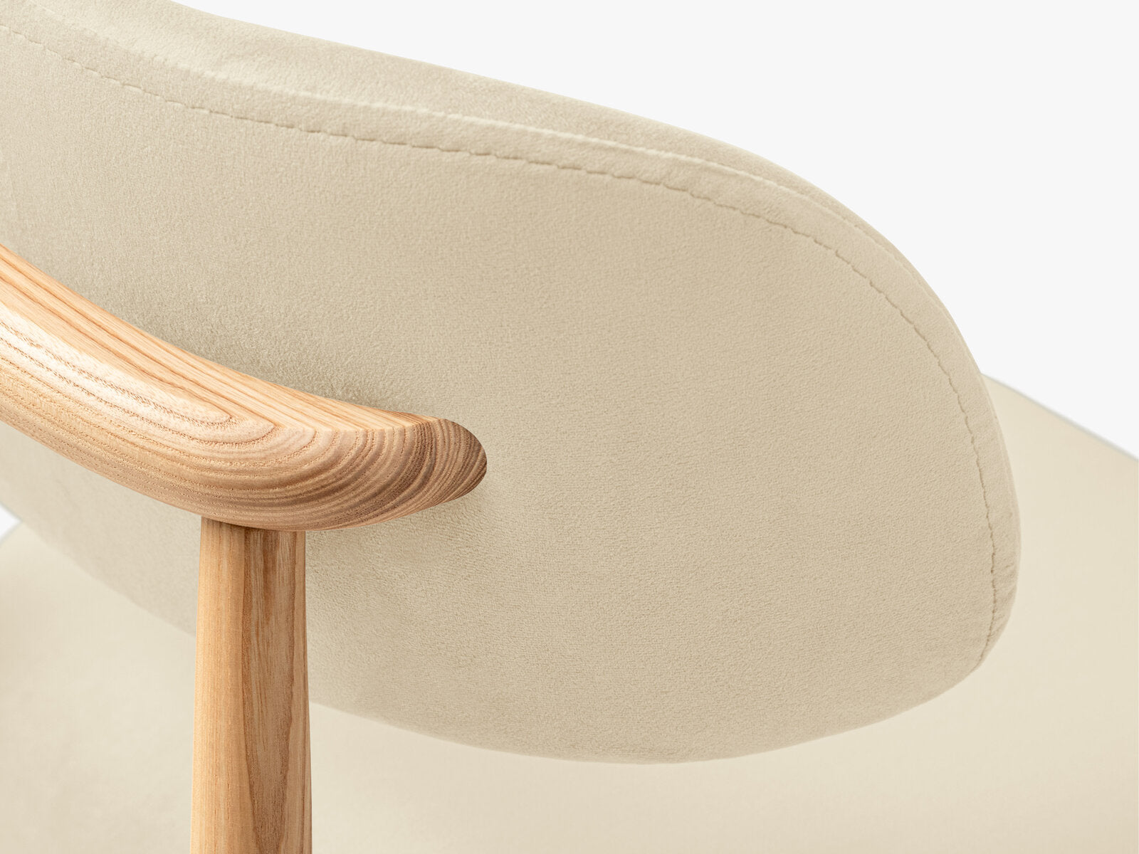 Micadoni Stuhl Evan Samt Magic Velvet Elfenbein Natürliches Buchenholz