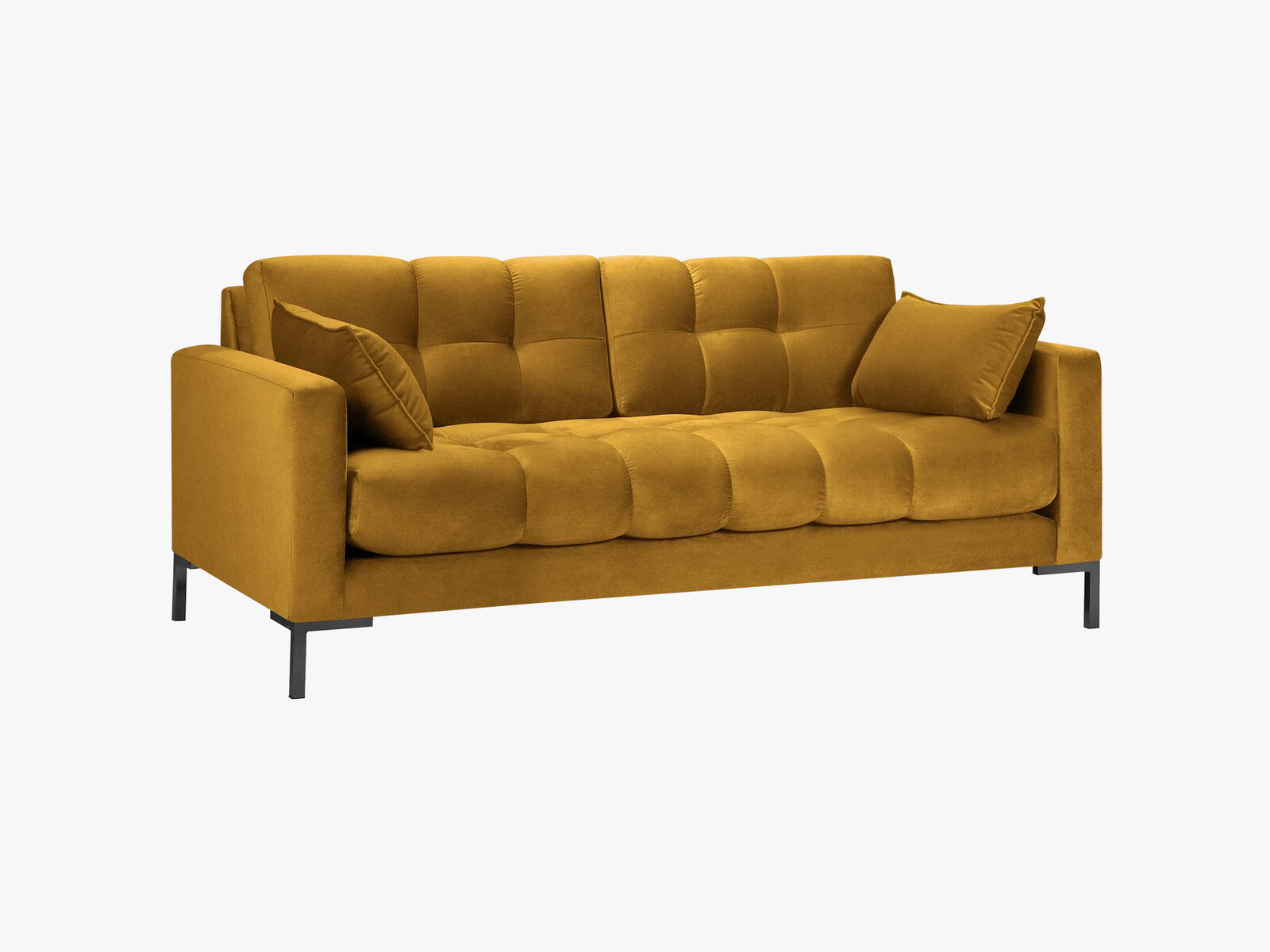 Micadoni Sofa Mamaia 2-Sitzer Samt Bluvel Gelb schwarze Beine