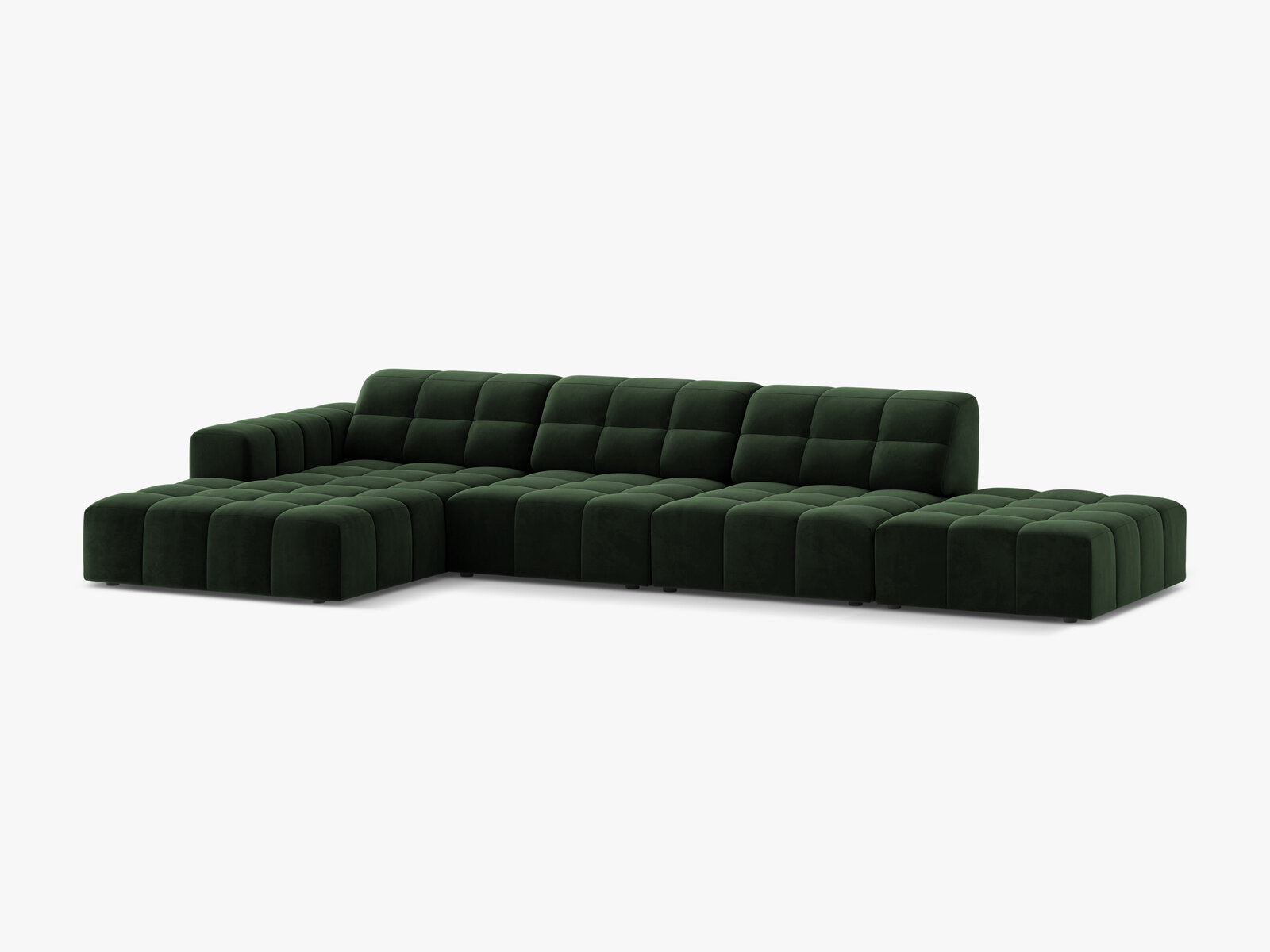 Micadoni Ecksofa Jennifer 5-Sitzer Links Samt Venus Flaschengrün