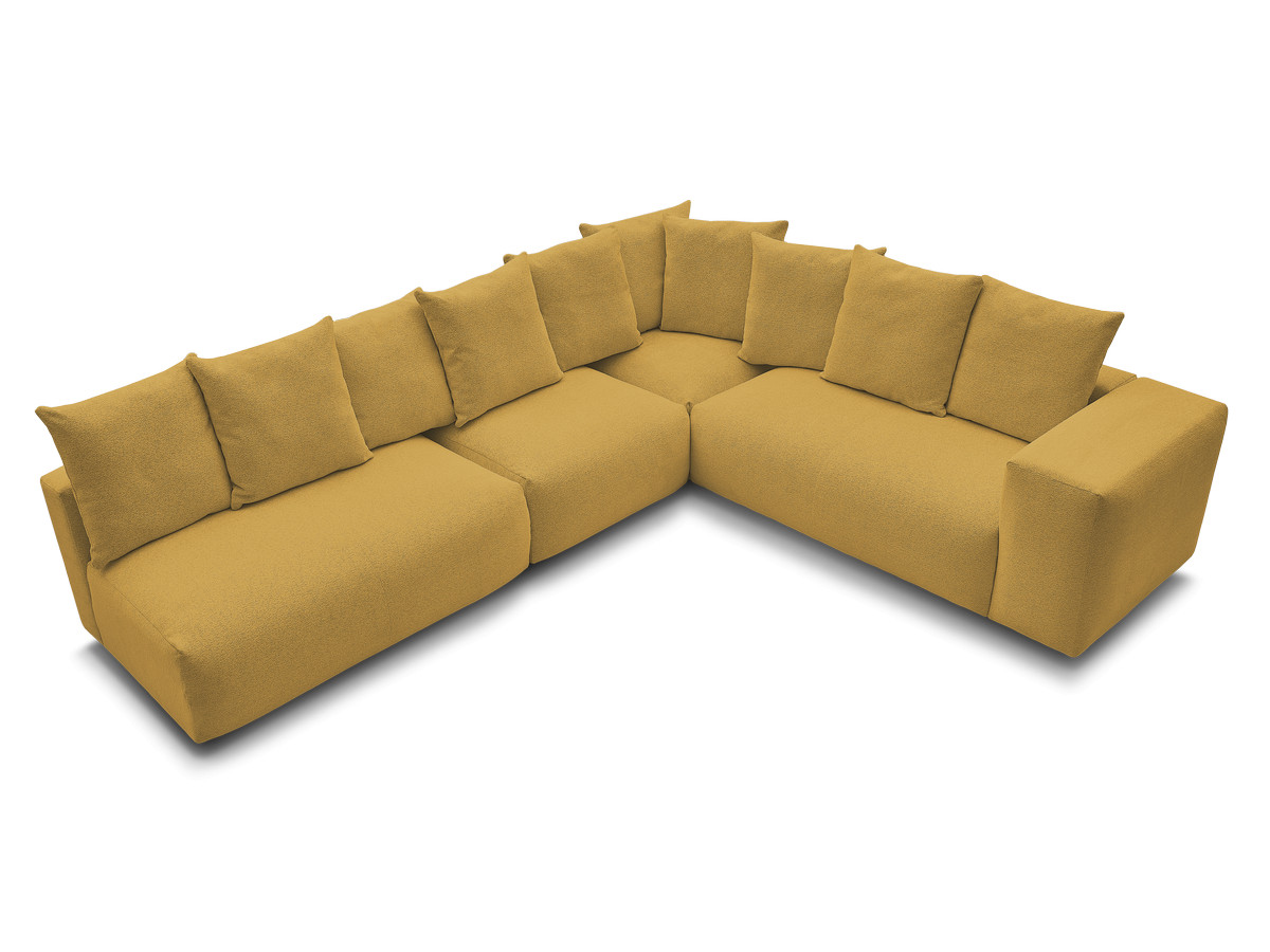 Bobochic Voltaire Ecksofa 322 × 268 cm Melange-Stoff Gelb Ecke rechts