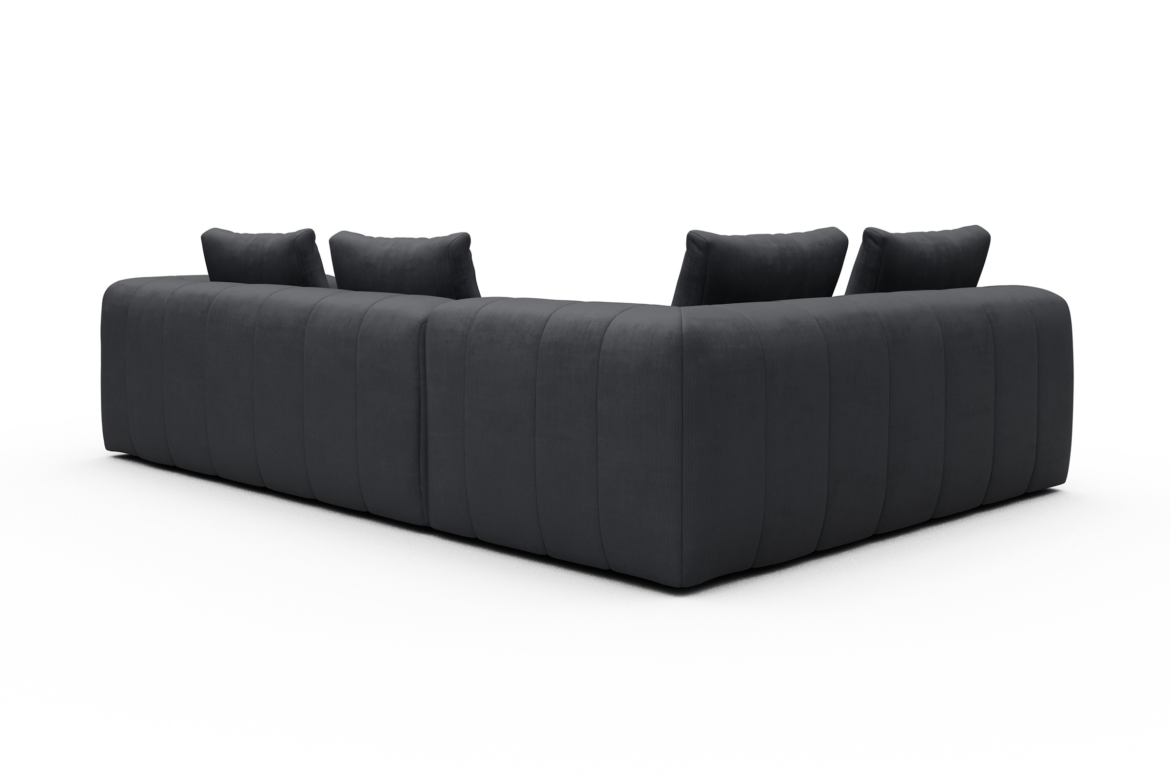 Ecksofa Hugo 2x 2,5-Sitzer Armlehne rechts Cordufine-Slate-Grey