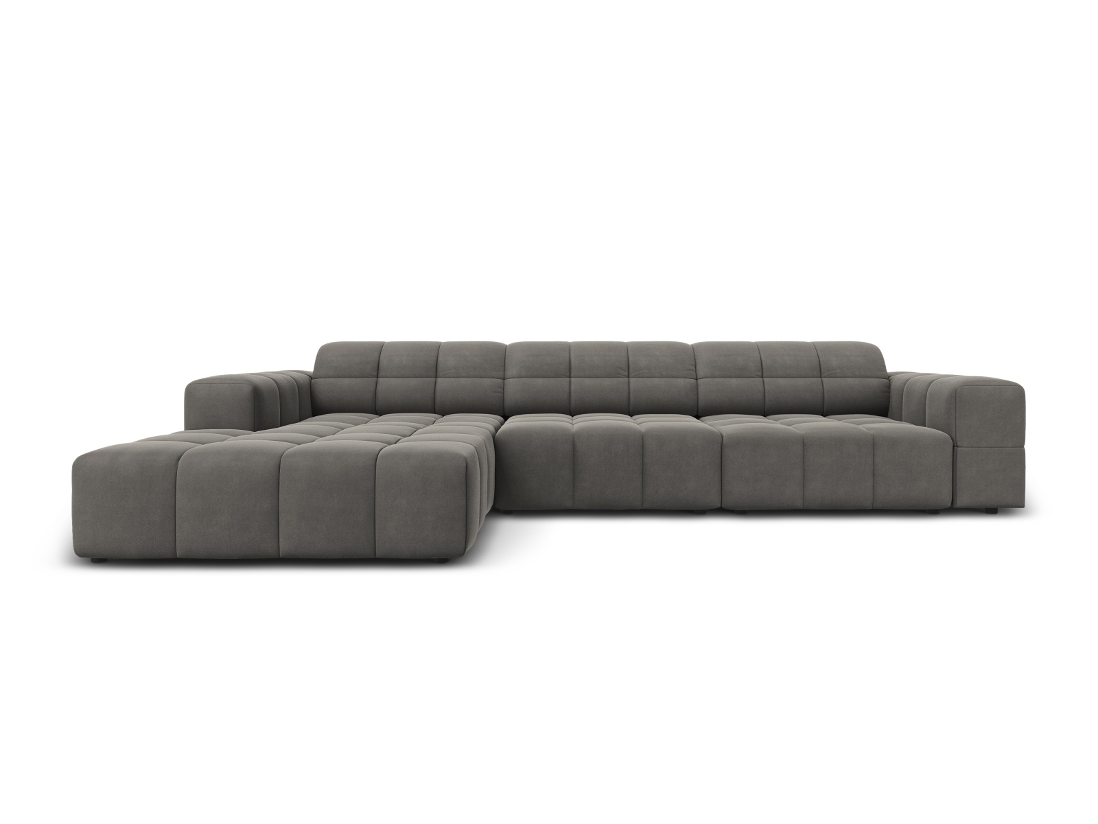 Cosmopolitan Design Ecksofa Chicago 4-Sitzer Samt Bluvel Hellgrau Links