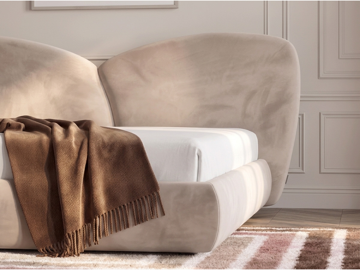 Bobochic Danae Polsterbett Samt Beige, Liegefläche 140 × 190 cm