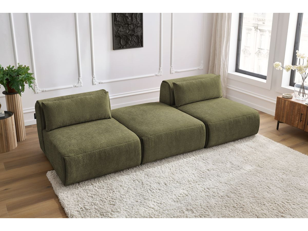 Bobochic Jeanne Sofa 3-Sitzer Strukturstoff Grün