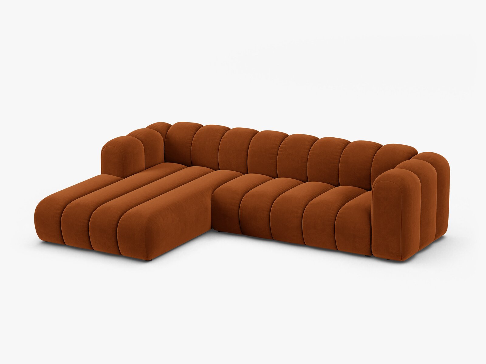 Micadoni Modulares Ecksofa Lupine 4-Sitzer Links Samt Salvador Terrakotta