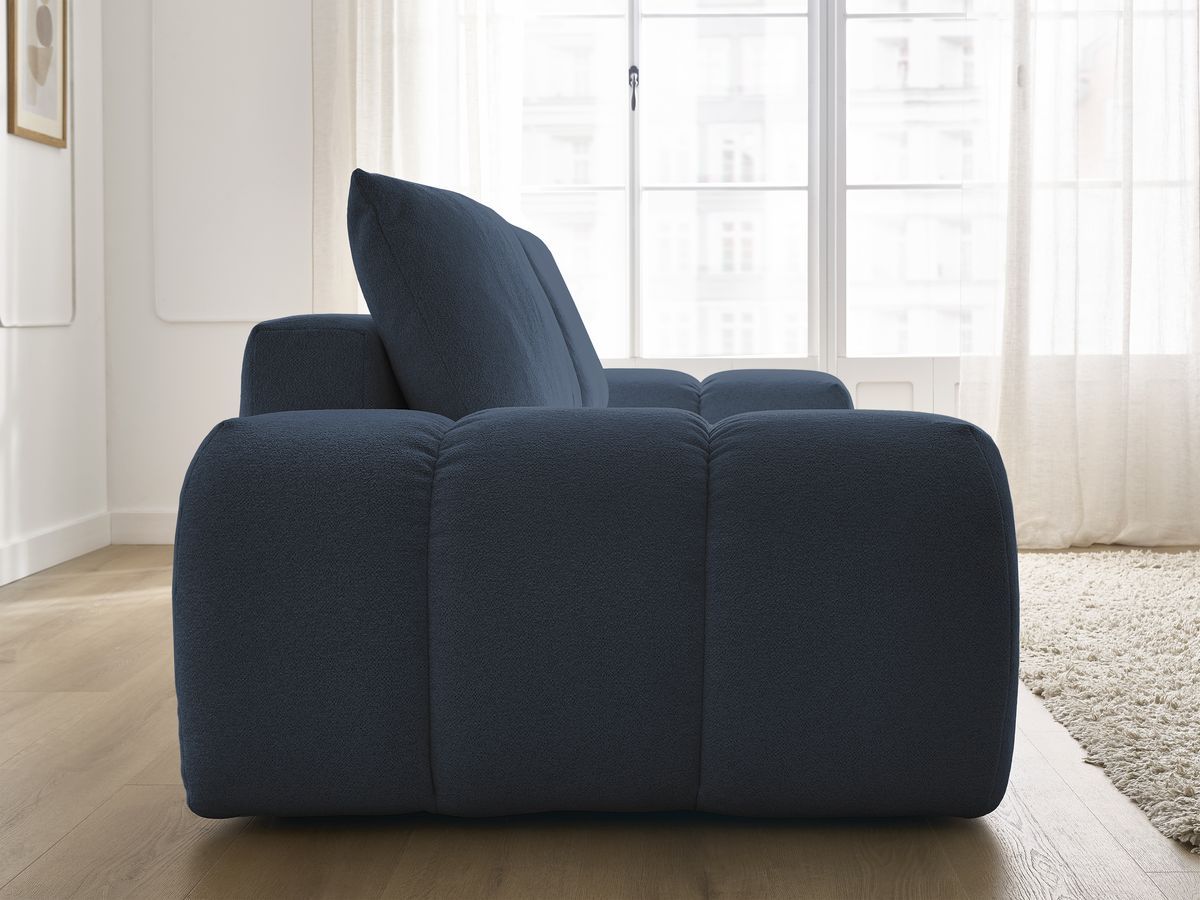 Bobochic Everest Sofa 3-Sitzer, 2 Kissen Melange-Stoff Dunkelblau