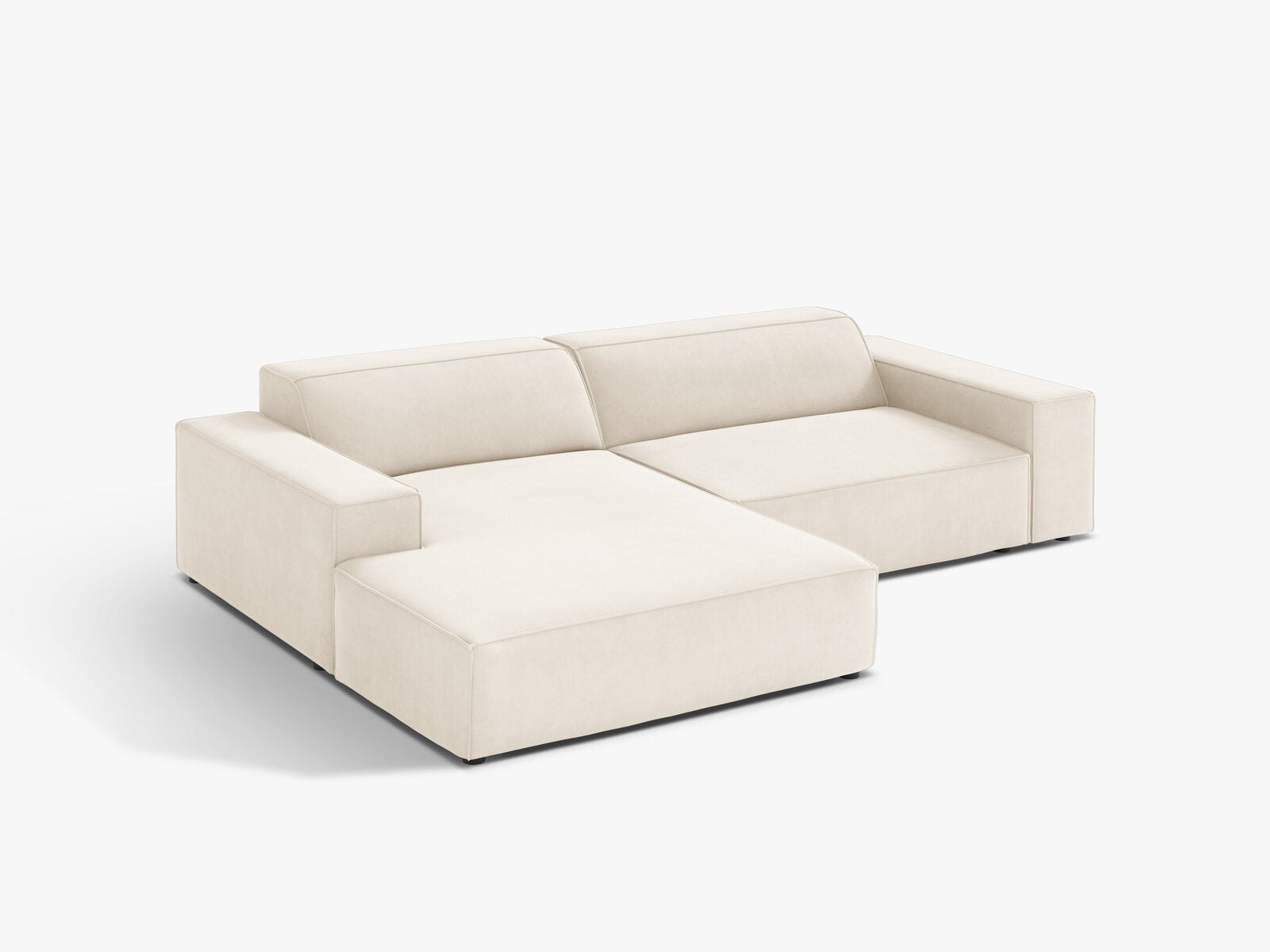Micadoni Ecksofa Jodie 3-Sitzer Links Samt Bluvel Helles Beige
