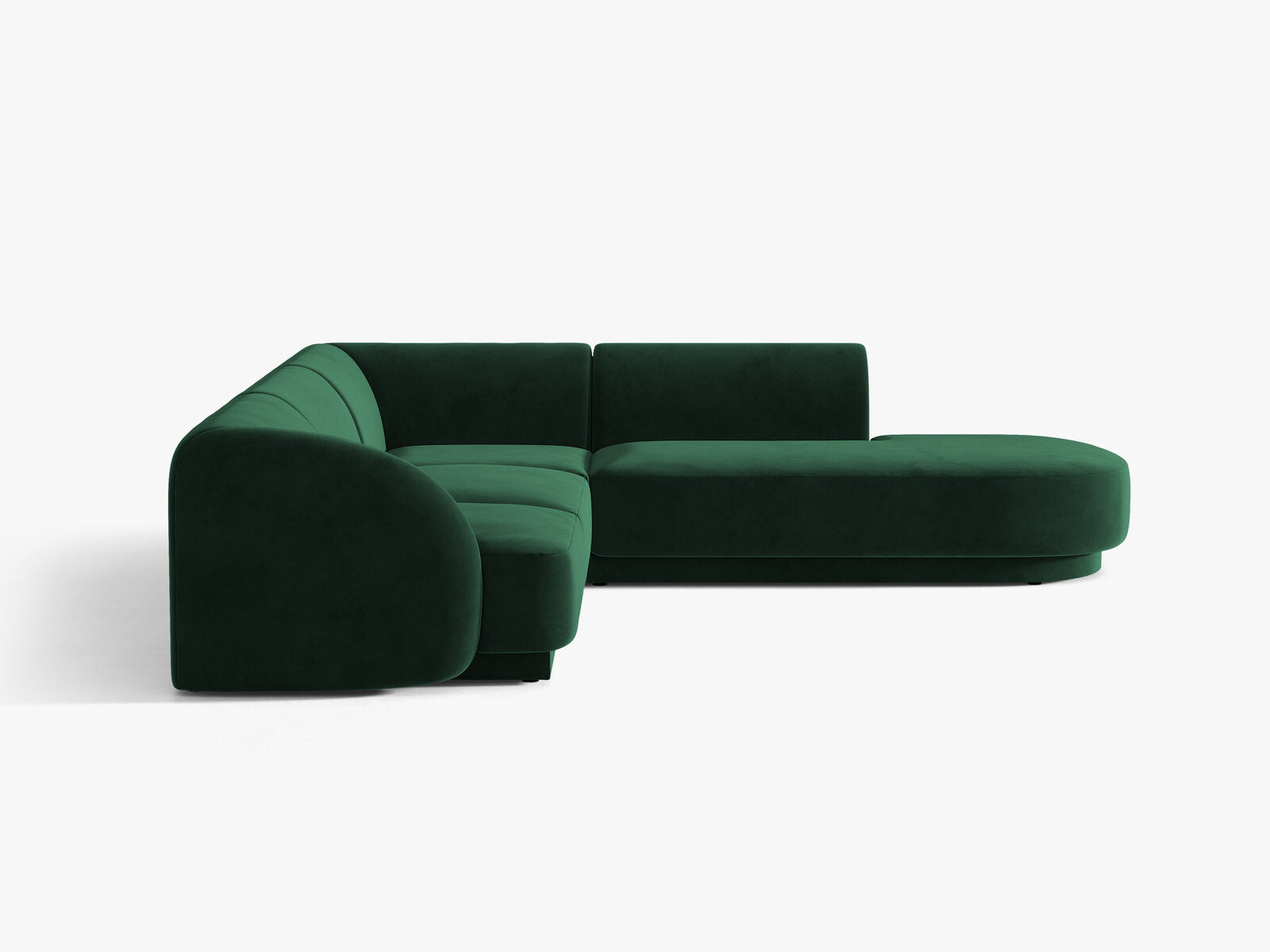 Micadoni Ecksofa Miley 6-Sitzer Samt Bluvel Flaschengrün Rechts