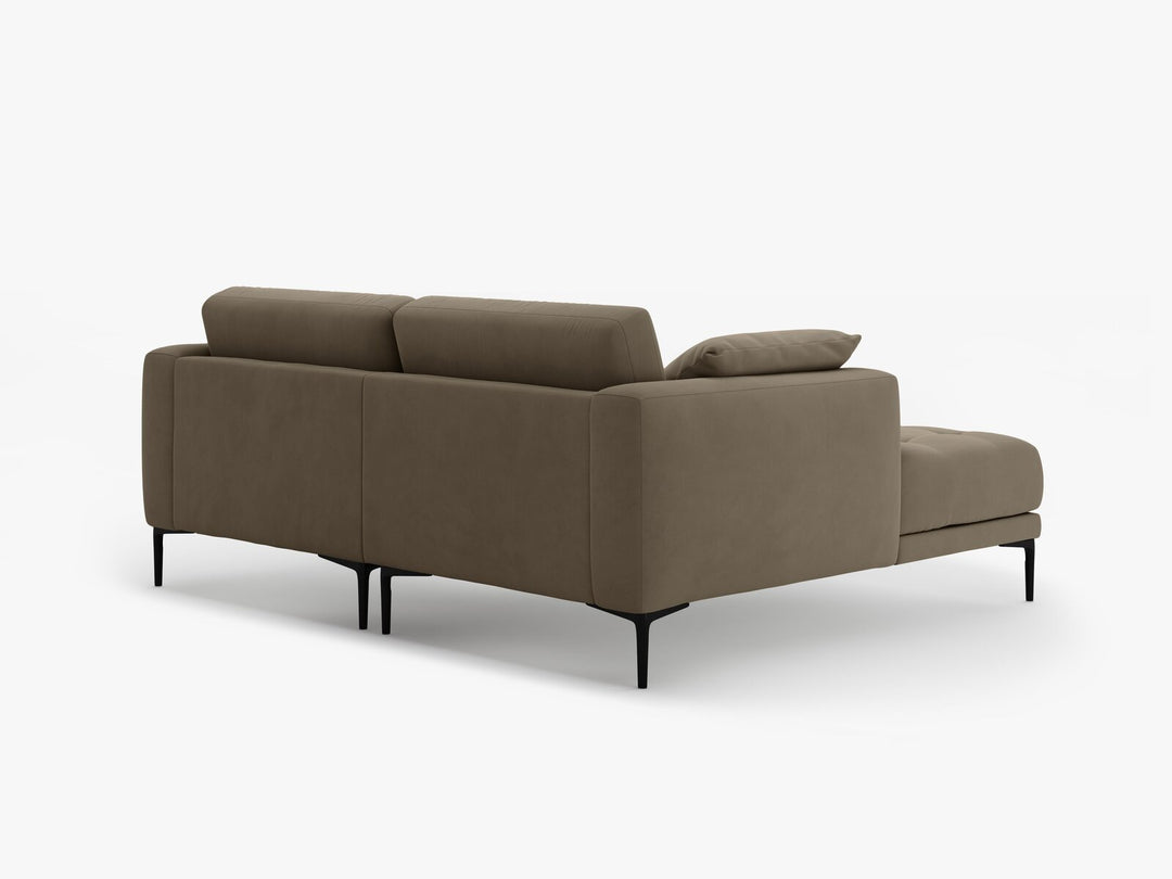 Micadoni Ecksofa Bemy 2-Sitzer Links Samt Grau Braun