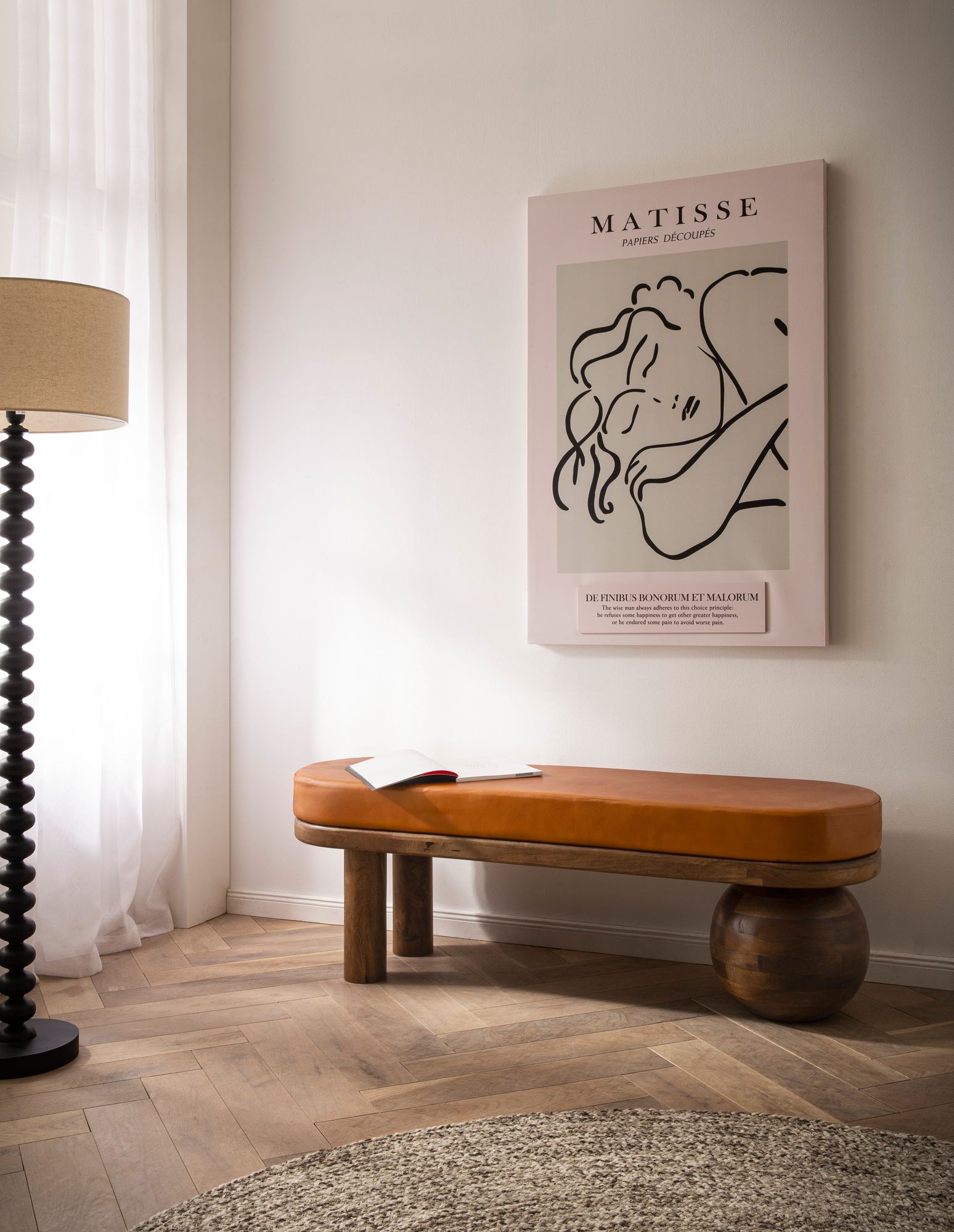 Sitzbank Moldjord Echtleder Braun 140 × 40 × 47 cm