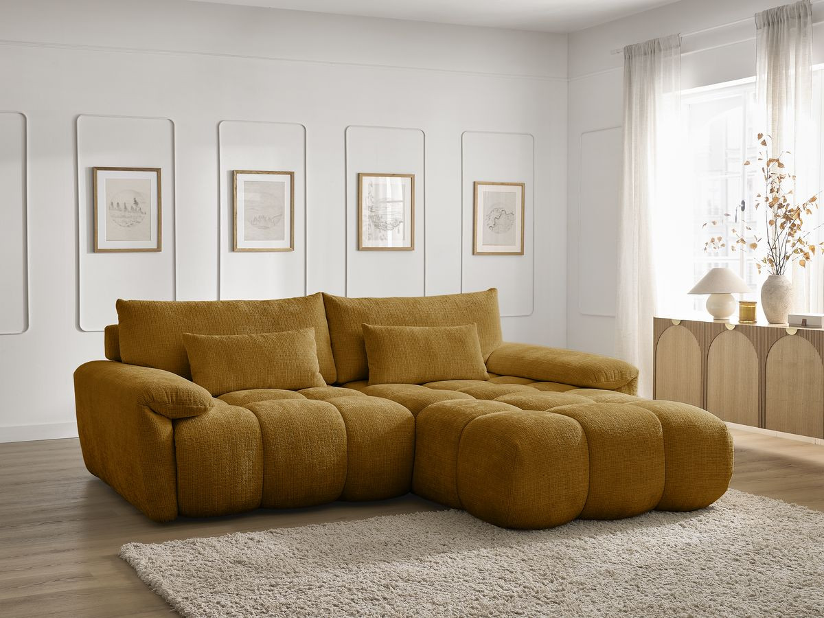 Bobochic Ivane Ecksofa Strukturstoff Gelb Ecke rechts