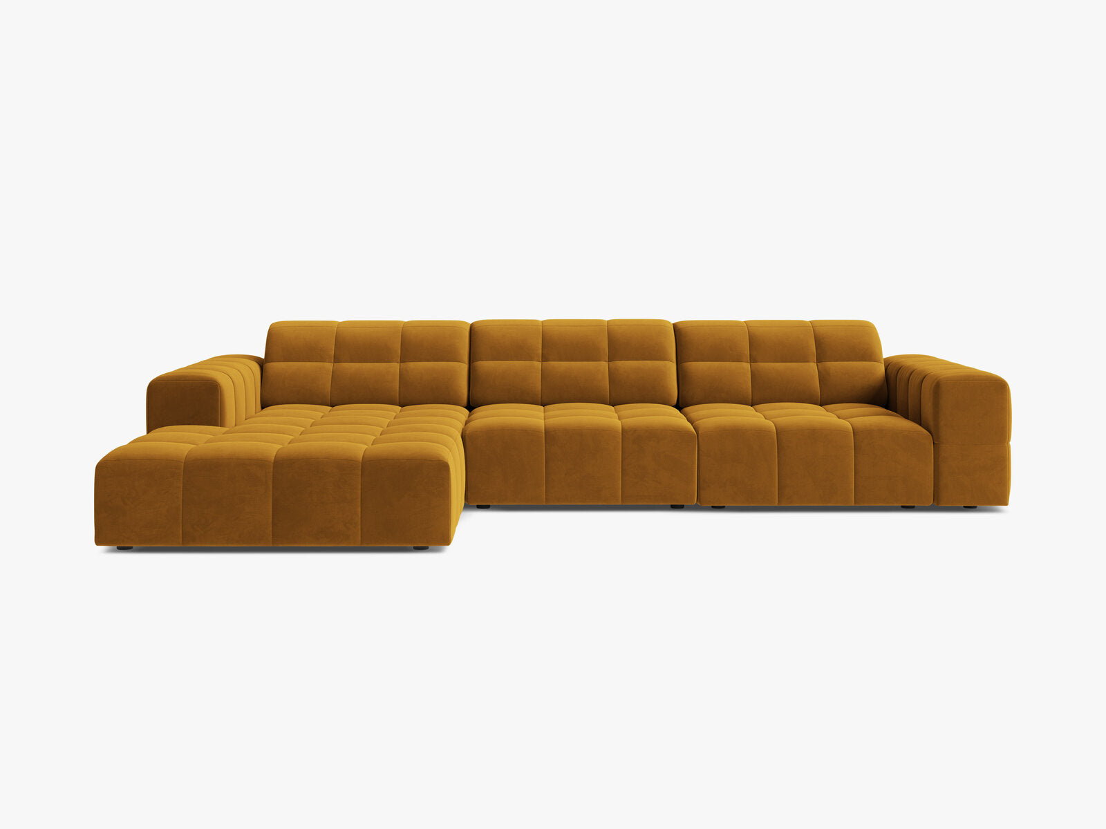 Micadoni Ecksofa Jennifer 4-Sitzer Links Samt Bluvel Gelb