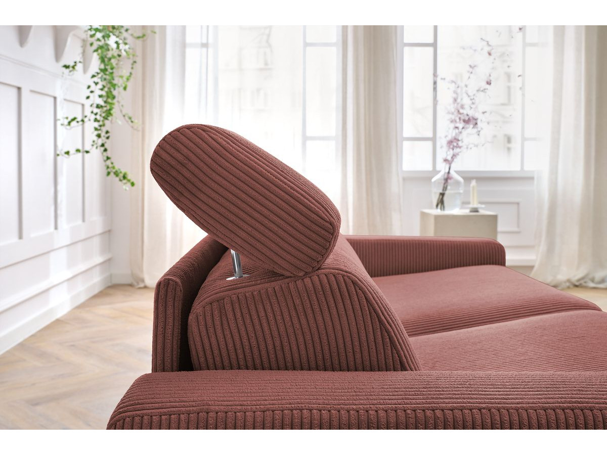 Bobochic Monaco Schlafsofa 3-Sitzer Cordsamt Rosa, Liegefläche 140 × 190 cm